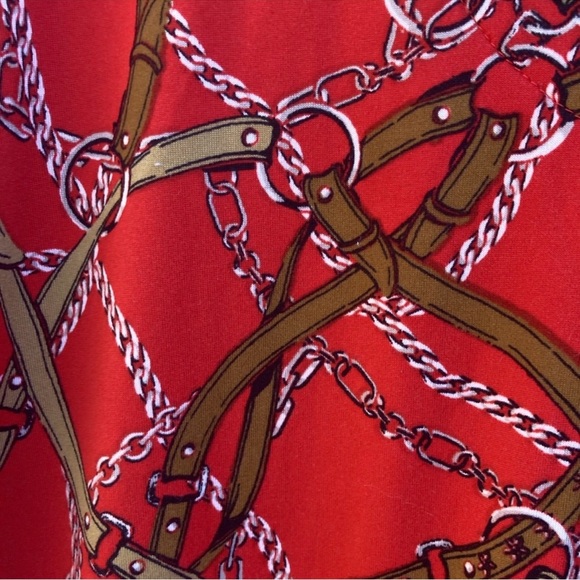 Kentucky Derby Bound! Skye's the Limit Red and Brown Equestrian Chain Dress - Picture 4 of 8